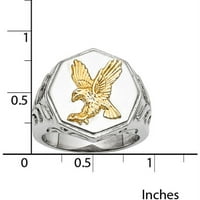 Не'рѓосувачки челик жолт IP-позлатен орел полиран прстен, достапен во повеќе големини