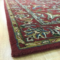 Рачно изработен персиски стил 5 '8' стапала Правоаголна волна област - памук доцна поддржувачка - затворен килим, црвена боја