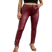 Женски Хеланки Со Цврста Боја Висок Струк Блиски Панталони