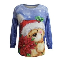 Дуксер За Жени, Едноставни Преголеми Божиќни Печатени Кошули Стилски Празнични Пуловер Блуза Есенски Кошули