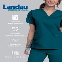 Landau Essentials Taked Fit Fit 4-џеб V-Neck Scrub Top For Women 8111