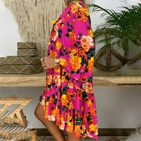 тото летни фустани за жени в - вратот лабава цветни печати три четвртини ракав мини фустан летен фустан