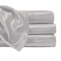 Satin Radiance Train Count Silver Polyester Pemlowcases, Standard