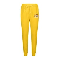 Хинваи Клиренс Унисе Божиќно Печатење Чипка Еластични Спортски Панталони Панталони Жолта 8