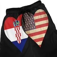 Машко Хрватско Знаме И Американско Знаме Брзо Суво Сурфање Стебла За Пливање Шорцеви На Плажа Панталони Со Џебови Спортски Шорцеви