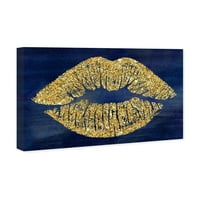Пистата авенија мода и глам wallидна уметност платно печати „цврсти бакнеж на морнарички сјај“ - злато, сино