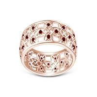 Шупнат цветен прстен круг симулиран рубин во розово злато од 14 килограми над свадливите свадбени додатоци прстен накит за дами, големина на прстенот-9