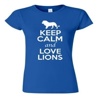 Јуниор чувајте се смирен и loveубов лав крал голема мачка lубител на животински маица маица