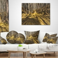 DesignArt Величествена есенска шума Панорама - пејзаж печатена перница за фрлање - 16x16