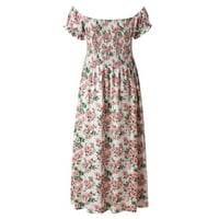 Миаилима мини фустани за жени надвор од рамо Симпатична фустан Боемски цветен принт мини фустан летен лабав фустан краток ракав