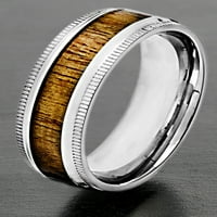 Крајбрежен накит од не'рѓосувачки челик полиран дрво вметнат раб на прстенот