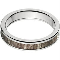 Полу-рунда титаниумски прстен со мовлив даб од дното на камото