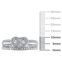 Карат Т.В. Засекогаш невестата во облик на срцев дијамант композитен невестински комплет во сребро, големина 7