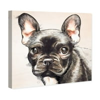 Wynwood Studio Animals Wall Art Canvas отпечатоци „Француски акварел црни“ кучиња и кутриња - црна, розова