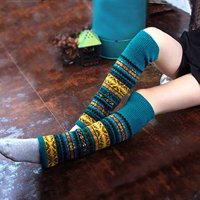 2парови Женски Зимски Плетени Чорапи Затоплувачи На Долги Колена, Зелени