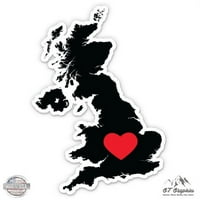 Обединетото Кралство Земја Облик Срце-5 Винил Налепница - За Автомобил Лаптоп Јас-Рампа - Водоотпорен Налепница