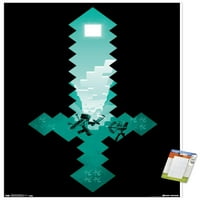 Minecraft - Дијамантски Меч Ѕид Постер, 22.375 34