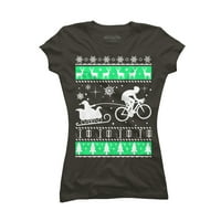 Божиќ Дедо Мраз Велосипедизам Санки Јуниори Црна Графички Маичка-Дизајн Од Страна На Луѓето М