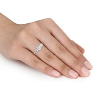 Miabella Women's'sims 1- Carat T.G.W. Октагон, бело, создаден прстен за ангажман со 3-камен со 3-камен, стерлинг сребро од 3-камен