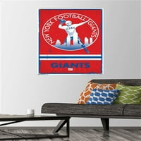 Њујорк Гиганти - Ретро Логото Ѕид Постер со Притисни Иглички, 22.375 34