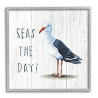 Sumpell Industries мориња на денот сентиментално рустикално наутички галеб птица крајбрежна слика сива врамена уметничка печатена