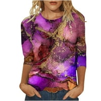 FJOFPR жени есенска облека женски плус големина туника со долги ракави врвови на женски цветни печатени маици со должина на