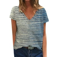 B91xz маички за жени за жени трендовски лабава туника за жени обични летни врвови цветни кратки ракави со тркалезна врата од маичка, големина S, големина S.