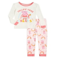 Peppa Pig Baby & Toddler Girls Girls Long Sneave Snug Fit памучни пижами, сет