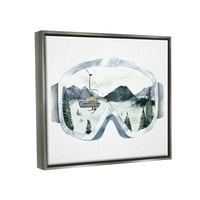 Skuple Industries Skia Mountain Reflection во спортски очила Зимска шума сјај сив врамен лебдечки платно wallидна уметност,