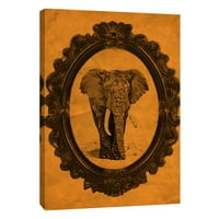 Слики, врамен слон во мандарина, 16x20, украсна платно wallидна уметност