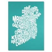 Трговска уметност „Туркиз-Ирска Мапа на текстот„ Канвас уметност од Мајкл Томпсет