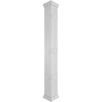 Ekena Millwork 12 W 9'H Craftsman Classic Square Non-Tapered Atlas Fretwork Column W Prairie Capital & Prairie Base