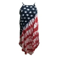 Фустан со американско Знаме За Жени Халтер Без Ракави Долг Фустан Секојдневен Лабав Фустан На Плажа