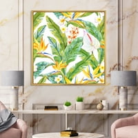 DesignArt 'Yellowолти цвеќиња и тропско зеленило II' модерна врамена платна wallидна уметност печатење