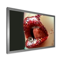 Дизајн на „Уметнички девојки усни шминка“ модерна врамена уметничка печатење