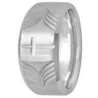 Машка не'рѓосувачки челик засилен крст на свадбениот бенд - Менс прстен