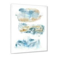 DesignArt 'Апстракт на облаци темно сина боја II' модерен врамен уметнички принт