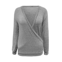 псиакги женски fashion зима мода долг ракав пуловер џемпер сива + xl