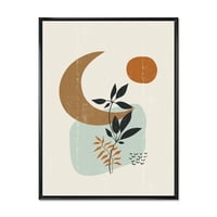 DesignArt 'Апстрактна месечина и сонце со модерно растојание на модерните врамени платно wallидни уметности