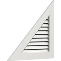 Ekena Millwork 40 W 5 8 H десен триаголник Gable Vent - Функционален терен на левата страна, PVC Gable отвор со 1 4 рамка за