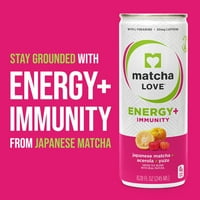 Matcha Love Energy + имунитет, јапонски меч + ацерола + мешавина од зелен чај од јузу, 4- 8. fl. Оз. лименки