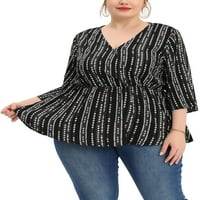 Уникатни поволни цени, женски плус големина врвови против вратот бохо -шарени блузи од бебиња