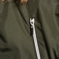 Биг студ женски плус големина тешка обложена анорак со аспиратор за крзно од фау