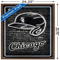 Чикаго Вајт Значи-Неонски Шлем Ѕид Постер, 22.375 34 Врамени