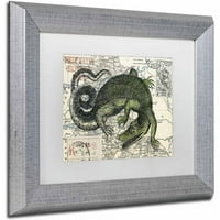 Трговска марка ликовна уметност „Крок мапа“ платно уметност од Ник Банток, бел мат, сребрена рамка