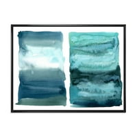 DesignArt 'Апстрактна сина океанска водна впечаток II' модерна врамена платна wallидна уметност печатење