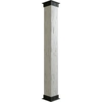 Ekena Millwork 16 W 12'H Pecky Cypress Endurathane Fau Wood Wood Non-Tapered Square Column Wrap со FAU Iron Capital & Base