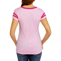 Женска помлада топла и светло розова розова Барби сјај лого со краток ракав маица мала