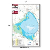 Кингфишер мапи водоотпорен езеро мапа езерото Океекоби Флорида, 25 ”38” 0,2lb