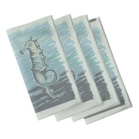 Едноставно Дејзи 18 18 сиви салфетки со морски коњи, сет од 4